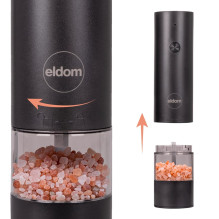 ELDOM ZMP5 BATTERY-POWERED Pipirų ir druskos malūnėlių rinkinys su stovu, juodas ELDOM ZMP5 BATTERY-POWERED Pipirų ir druskos malūnėlių rinkinys su stovu, juodas