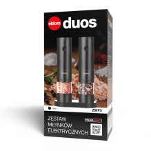 ELDOM ZMP5 BATTERY-POWERED Pipirų ir druskos malūnėlių rinkinys su stovu, juodas ELDOM ZMP5 BATTERY-POWERED Pipirų ir druskos malūnėlių rinkinys su stovu, juodas