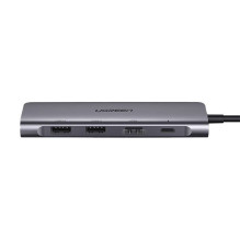 Ugreen Ugreen CM195 6in1 adapter USB-C - HDMI / 2x USB-A 3.0 / USB-C PD / SD / TF reader - gray