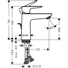 Washbasin faucet Hansgrohe Talis E 110 71710340, black Washbasin faucet Hansgrohe Talis E 110 71710340, black