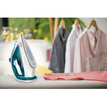 Iron - Tefal EasyGliss Plus FV5718 Durilium Soleplate 2400W 190g/min Steam Turquoise, White Iron - Tefal EasyGliss Plus FV5718 Durilium Soleplate 2400W 190g/min Steam Turquoise, White