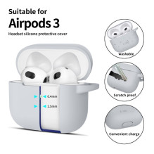 „Tech-Protect Apple“ silikoninis dėklas su kabliuku, skirtas „Apple AirPods 3“ – pilkas „Tech-Protect Apple“ silikoninis dėklas su kabliuku, skirtas „Apple AirPods 3“ – pilkas