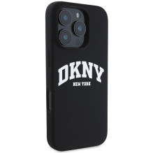DKNY Apple DKNY Silicone White Printed Logo MagSafe Case for iPhone 16 Pro Max - Black