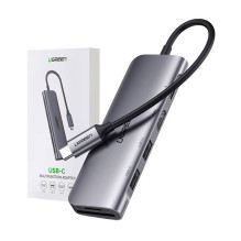 Ugreen Ugreen CM195 6in1 adapteris USB-C - HDMI / 2x USB-A 3.0 / USB-C PD / SD / TF skaitytuvas - pilkas