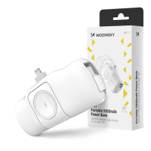 Wozinsky Wozinsky WF16-YLS 5000mAh 15W Lightning Mini Power Bank with Built-in USB-C Cable and Apple Watch Charger - Whi