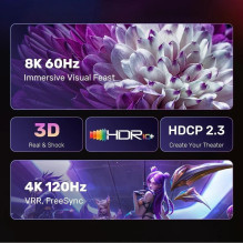 Unitek Kabel DisplayPort 1.4 arba HDMI 2.1, 8K, 1,8m