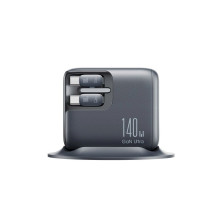 Joyroom Podix JR-TRD01 GaN 140W z 5 prievadų i dvigubai susukti kabeliai - juodi Joyroom Podix JR-TRD01 GaN 140W z 5 prievadų i dvigubai susukti kabeliai - juodi