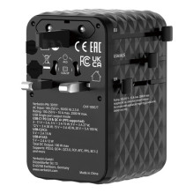 Verbatim 30191 Charge "n" Travel 100W Universal Travel Adapter with retractable cable Black, Indoor Verbatim 30191 Charge "n" Travel 100W Universal Travel Adapter with retractable cable Black, Indoor