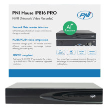 NVR PNI House IP816 with 16 channels IP 5MP or 10 channels 8MP 4K