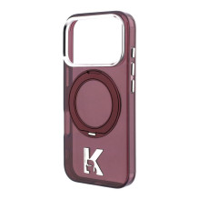 Karl Lagerfeld Apple iPhone 18 Pro Max HC MagSafe IML Ring Stand 360 Kameo Metal Burgundy