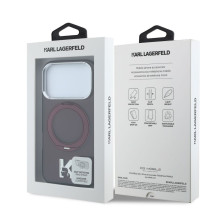 Karl Lagerfeld Apple iPhone 18 Pro Max HC MagSafe IML Ring Stand 360 Kameo Metal Burgundy