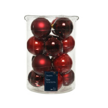 Eglutės žaisliukų rinkinys, raudonas, stiklas, 16 vnt.