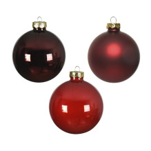 Eglutės žaisliukų rinkinys, raudonas, stiklas, 16 vnt.