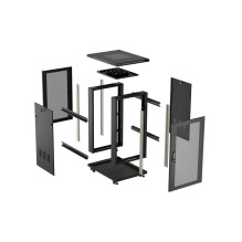 19" 18U 600 × 800 BLACK FLOOR-STANDING RACK CABINET WITH PERFORATED DOOR, LANBERG (FLAT PACK)
