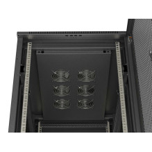 19" 27U 600 × 1000 BLACK FLOOR-STANDING RACK CABINET WITH PERFORATED DOOR, LANBERG (FLAT PACK)