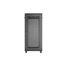 19" 27U 600 × 1000 BLACK FLOOR-STANDING RACK CABINET WITH PERFORATED DOOR, LANBERG (FLAT PACK)