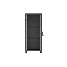 19" 27U 600 × 1000 BLACK FLOOR-STANDING RACK CABINET WITH GLASS DOOR, LANBERG (FLAT PACK)