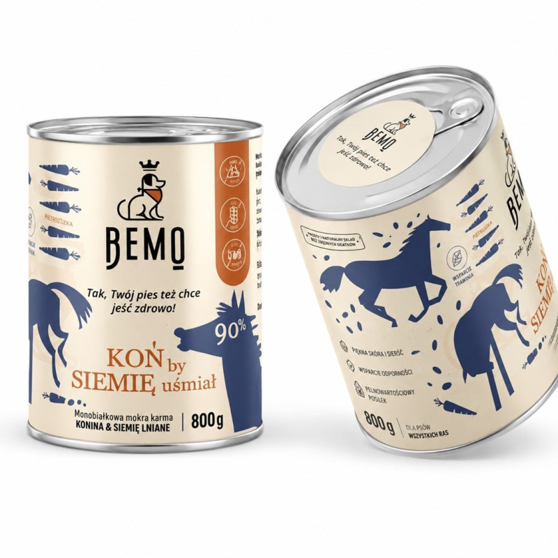 BEMO Koń by siemię uśmiał Mono - wet dog food - 800g