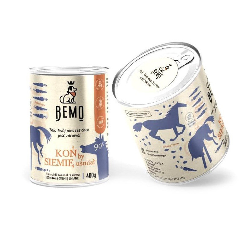 BEMO Koń by siemię uśmiał Mono - wet dog food - 400g