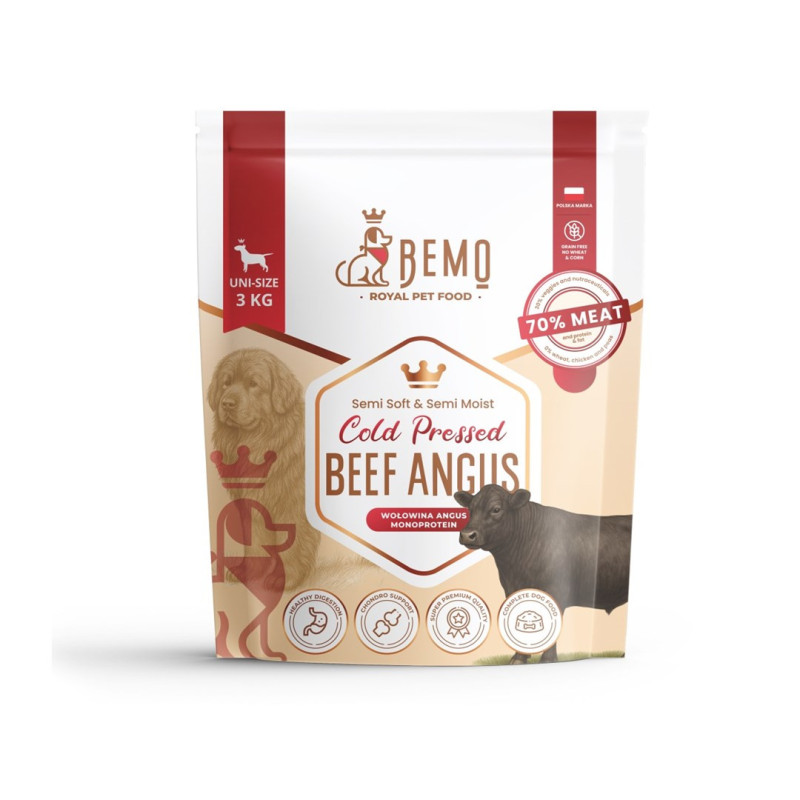 BEMO Cold Pressed Beef Angus Mono - dry dog food - 3kg