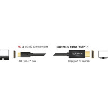 DELOCK USB kabelis C - DP 4K 60Hz St / St 1.00m DELOCK USB kabelis C - DP 4K 60Hz St / St 1.00m