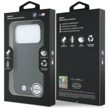 BMW case for IPHONE 18 Pro Max / 17 Pro Max compatible with MagSafe (Carbon Metal Logo) black