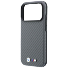 BMW case for IPHONE 18 Pro / 17 Pro compatible with MagSafe (Carbon Metal Logo) grey