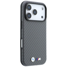 BMW case for IPHONE 18 Pro / 17 Pro compatible with MagSafe (Carbon Metal Logo) grey