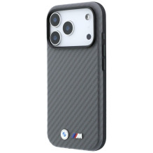 BMW case for IPHONE 18 Pro / 17 Pro compatible with MagSafe (Carbon Metal Logo) grey