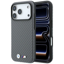 BMW case for IPHONE 18 Pro / 17 Pro compatible with MagSafe (Carbon Metal Logo) grey