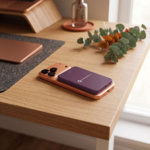 Su „MagSafe“ suderinama išorinė baterija Forcell F-Energy SuperSlim F5K8 QC4.0 PD3.0 15W 5000 mAh vyšnių spalvos Su „MagSafe“ suderinama išorinė baterija Forcell F-Energy SuperSlim F5K8 QC4.0 PD3.0 15W 5000 mAh vyšnių spalvos