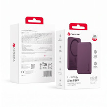 Su „MagSafe“ suderinama išorinė baterija Forcell F-Energy Slim F5K9 QC4.0 PD3.0 15W 5000 mAh vyšnių spalvos Su „MagSafe“ suderinama išorinė baterija Forcell F-Energy Slim F5K9 QC4.0 PD3.0 15W 5000 mAh vyšnių spalvos
