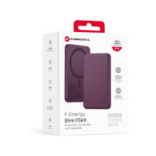Su „MagSafe“ suderinama išorinė baterija Forcell F-Energy Slim F5K9 QC4.0 PD3.0 15W 5000 mAh vyšnių spalvos Su „MagSafe“ suderinama išorinė baterija Forcell F-Energy Slim F5K9 QC4.0 PD3.0 15W 5000 mAh vyšnių spalvos