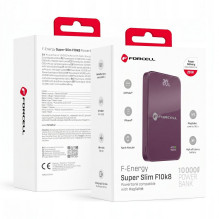 Su „MagSafe“ suderinama išorinė baterija Forcell F-Energy SuperSlim F10K8 QC4.0 PD3.0 15W 10000 mAh vyšnių spalvos Su „MagSafe“ suderinama išorinė baterija Forcell F-Energy SuperSlim F10K8 QC4.0 PD3.0 15W 10000 mAh vyšnių spalvos