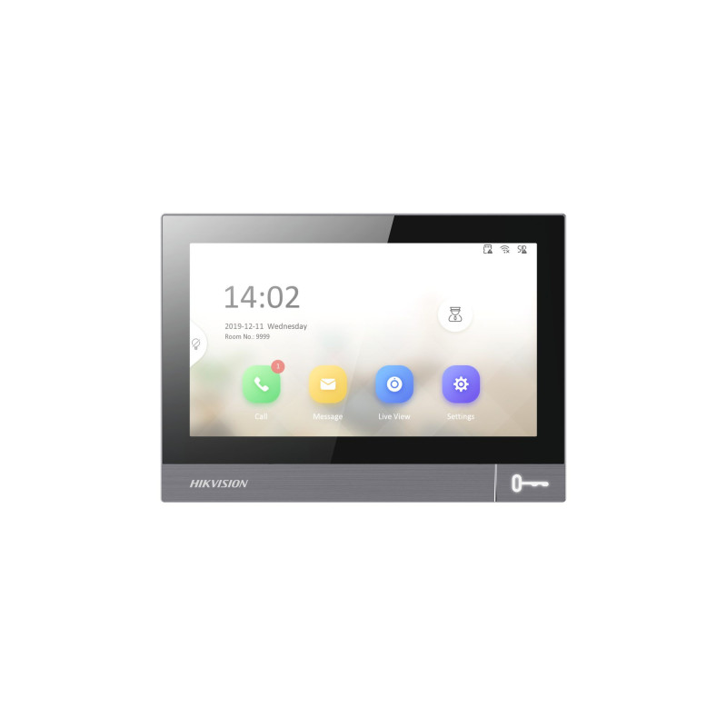 Monitorius SP telefonspynės DS-KH8381-WTE1 juodas, 7", 1024x600, aliuminis, WiFi, PoE / 12V, 8 IN