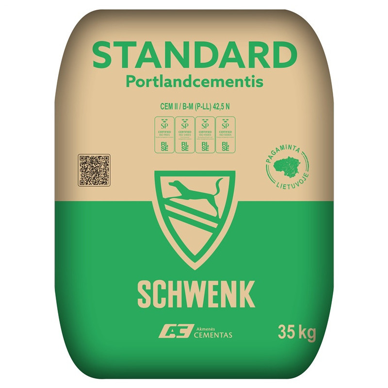 Pilkas cementas STANDARD CEM II / B-M (P-LL) 42.5N, 35 KG