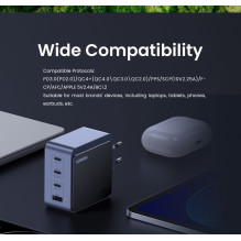 Įkroviklis Ugreen X565 GaN 100W 3xUSB-C / USB-A pilkas (35043) Įkroviklis Ugreen X565 GaN 100W 3xUSB-C / USB-A pilkas (35043)