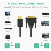 Kabelis Ugreen HD106 HDMI to DVI (24+1) Bidirectional 1.5m juodas (11150) Kabelis Ugreen HD106 HDMI to DVI (24+1) Bidirectional 1.5m juodas (11150)