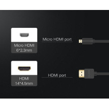 Kabelis Ugreen HD127 HDMI to Micro HDMI (4K@60Hz) 1.5m juodas (30102)