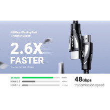 Kabelis Ugreen HD140 HDMI to HDMI (HDMI 2.1 8K@60Hz) 3.0m juodas (80404)