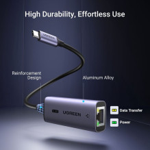Tinklo adapteris Ugreen CM648 USB-C to RJ45 pilkas (25052) Tinklo adapteris Ugreen CM648 USB-C to RJ45 pilkas (25052)