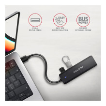 AXAGON HUE-C1A Superspeed USB-A Travel Hub, 4x USB 3.0 - 20cm, schwarz