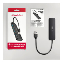 AXAGON HUE-C1A Superspeed USB-A Travel Hub, 4x USB 3.0 - 20cm, schwarz