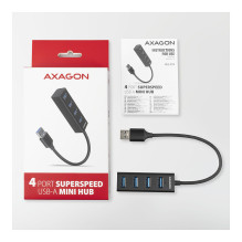 AXAGON HUE-M1A Superspeed USB-A Mini Hub, 4x USB 3.0 - 20cm, schwarz