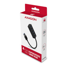 AXAGON HUE-M1A Superspeed USB-A Mini Hub, 4x USB 3.0 - 20cm, schwarz