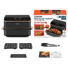 „Heiluftfritteuse Dual Blaze Twinfry CAF-TF101S-AEUR (schwarz, 2 800 vatų, Korb 10 litrų / 2x 5 litrų)