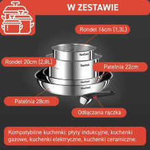 Indų rinkinys - Tefal Ingenio Emotion L897S574 5 dalių nerūdijančio plieno nelimpančių Indų rinkinys - Tefal Ingenio Emotion L897S574 5 dalių nerūdijančio plieno nelimpančių