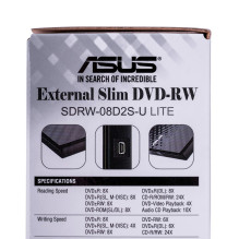 ASUS SDRW-08D2S-U Lite optinis diskų įrenginys DVD±RW Juodas ASUS SDRW-08D2S-U Lite optinis diskų įrenginys DVD±RW Juodas