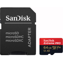 SanDisk Extreme Pro microSD 64GB + SD-adapt. SanDisk Extreme Pro microSD 64GB + SD-adapt.