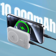 Wozinsky Wozinsky WRW349YWS 10000 mAh magnetinė išorinė baterija – balta